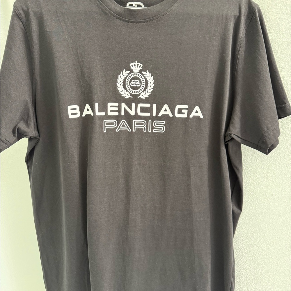 Balenciaga Charcoal Tee with White Logo